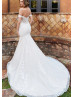 Ivory Lace Tulle Wedding Dress With Detachable Sleeves